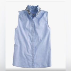 J.Crew Jeweled Rhinestone Collar Blouse
